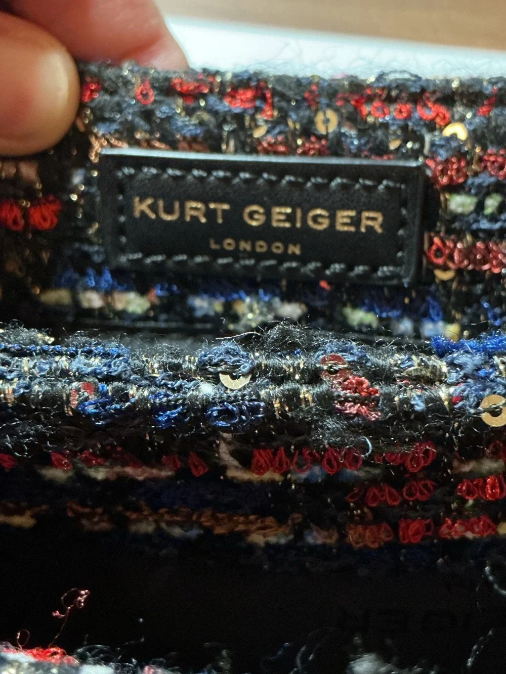 Kurt Geiger London Kensington Tweed Shoulder Bag w/Chain Strap - Multicolor